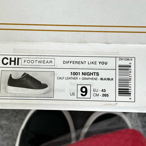 CHI Footwear Men's Fashion Sneaker Size 9 Black 1001 Nights Leather Graphene - Picture 10 of 10
